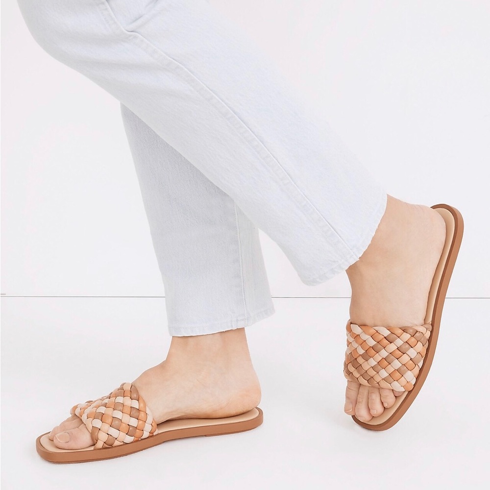 Madewell. The Suzi Slide Sandal in Multi Woven Leather size 7